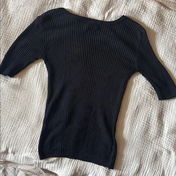 Vintage Ribbed Knit Tee 100% Silk - Picture 5 of 5